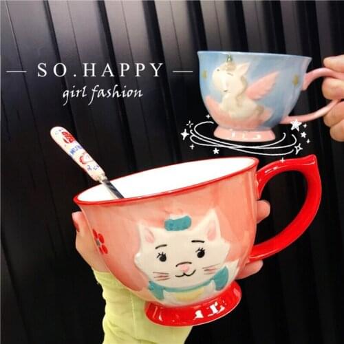 Cute Cat Ceramics Coffee Mug Lovely Painting Water Cup Cartoon Cereal Milk Breakfast Cup Eco Friendly Tazas De Cafe Beer Mug
