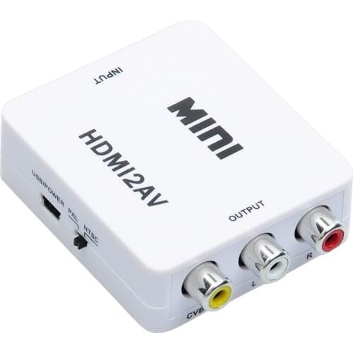 Mini Video Converter Box HDMI to RCA AV/CVSB L/R Video 1080P HDMI2AV Support NTSC PAL Output HDMI TO AV Scaler Switch Adapter