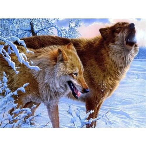 Wolf Animal DIY 11CT Embroidery Cross Stitch Kits Craft Needlework Set Printed Canvas Cotton Thread Home Decoration Room