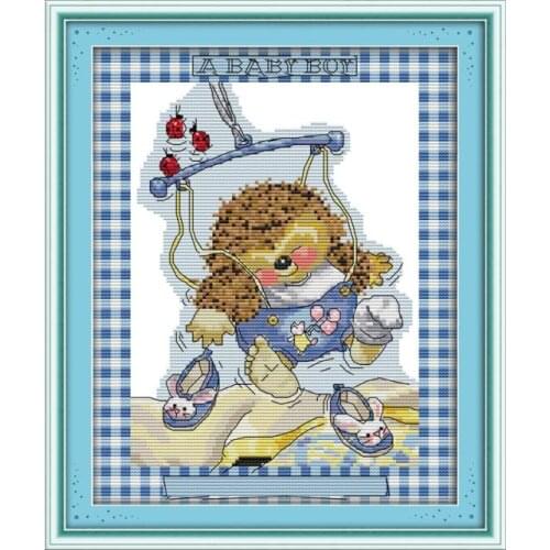 Hedgehog baby cross stitch kit cartoon 14ct 11ct count print canvas stitching embroidery DIY handmade needlework