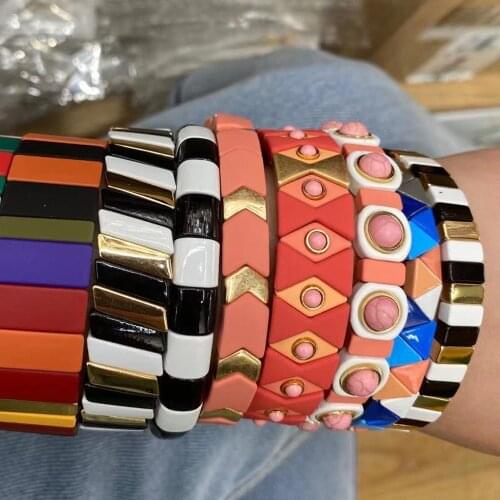Random Mixed Set Bohemian Handmade Boho Friendship Jewellery Tile Bracelets Women Rainbow Jewelry Pulseiras Wholesale Gifts