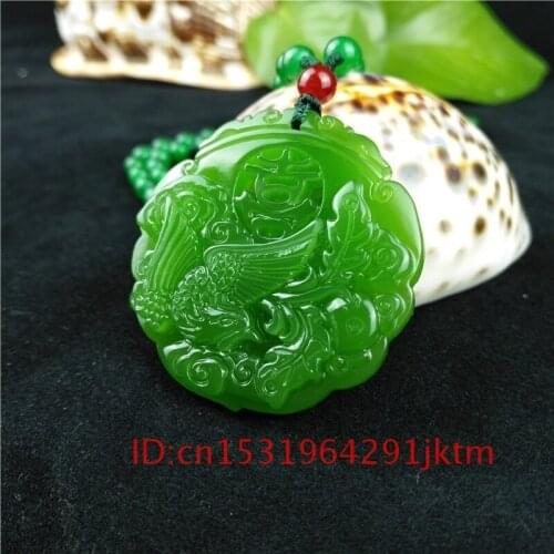 Natural Chinese Jewelry Jadeite Charm Carved Phoenix Gifts Green for Fashion Necklace Jade Pendant Men Amulet Hand Women