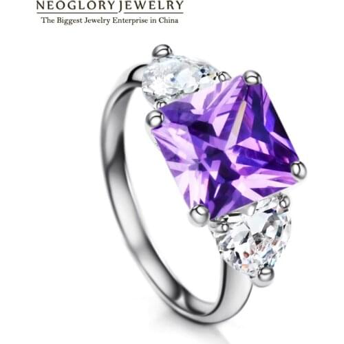 Neoglory Charm Nonadjustable Wedding Rings for Women Fashion Zircon Jewelry 2020New Brand RI1 QC
