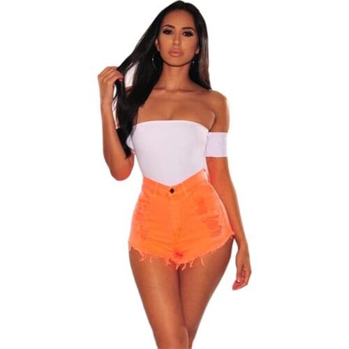 Summer New Casual Sexy Cotton Jeans Shorts Denim Short Women Ripped High Waist Washed Vintage Hole Denim Woman Shorts Streetwear