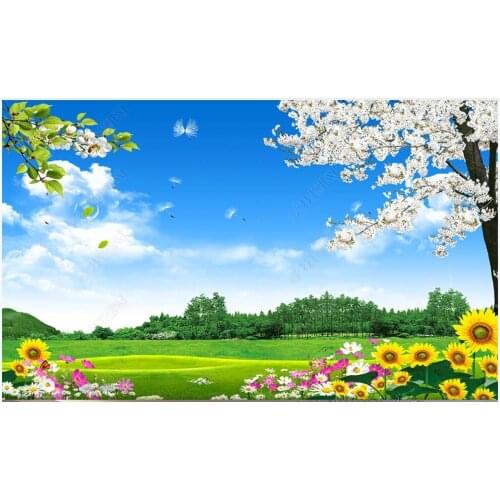 Custom photo wallpapers 3d mural wallpaper for walls 3d Modern pastoral landscape painting flowers and trees landscape mural