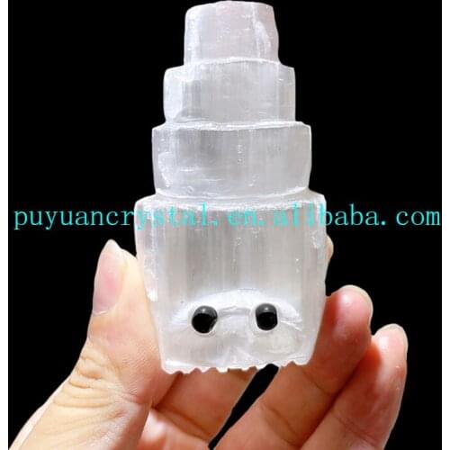 Natural Selenite Hand Carved Crystal Animal Hedgehog Statue Healing Crystal Feng Shui Aesthetic Room Decor Reiki Gift
