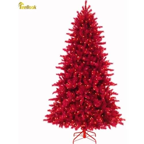 Teellook 1.2 m / 3.0 m wine red PVC luminous Christmas tree Christmas day hotel shopping mall home decorations