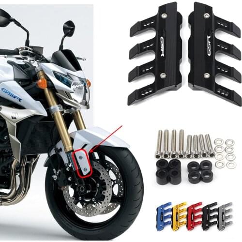 With Logo For Suzuki GSR 750 Motorcycle CNC Aluminum Mudguard Side Protection Block Front Brake Disc Caliper Protector Cover