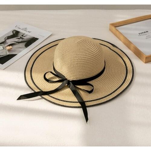 Straw Hat Handmade Weave Sun Hats For Women Large Brim Outdoor Beach Cap Panama hat