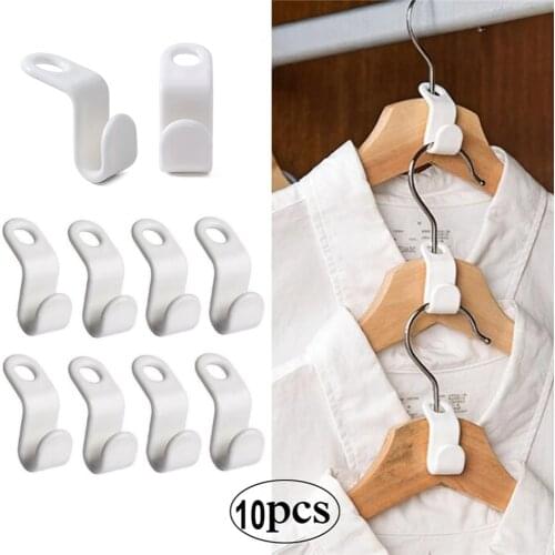 10pcs Clothes Hanger Hook Folding Storage Clothes Rack Wardrobe Hanging Hanger Connection Hook Space Saving Connectors