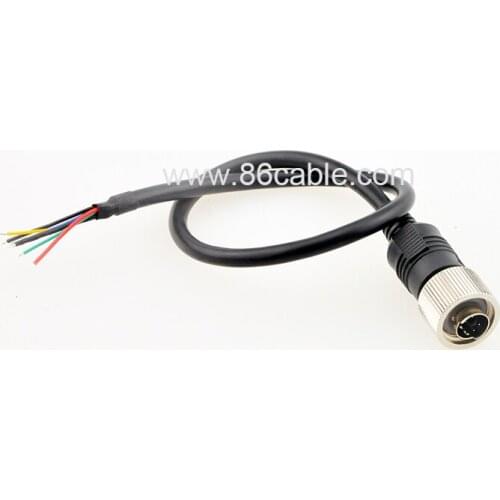 Waterproof cable 4PIN DIN male to pigtail 1meters double shielding video audio cable for vehicle camera system
