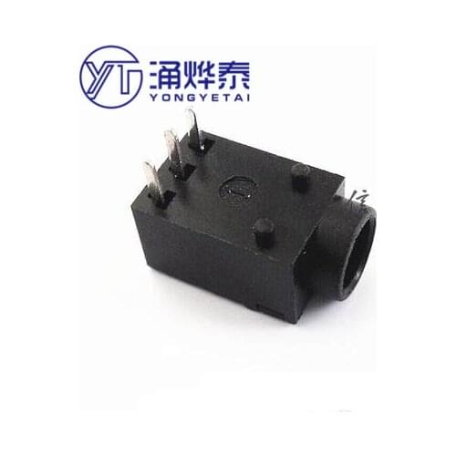 High quality DC003A 3.5*1.3 DC power socket Three-legged straight round head DC-003A 3.5 port 1.3 pin free shipping