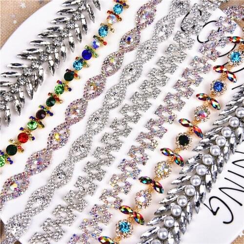 Top-Grade Crystal Ab Rhinestone Cup Chain 1 Yard Water Drop Shape Tassel Silver Base Diamond Trim Sew On Wedding Dress Diy Hair