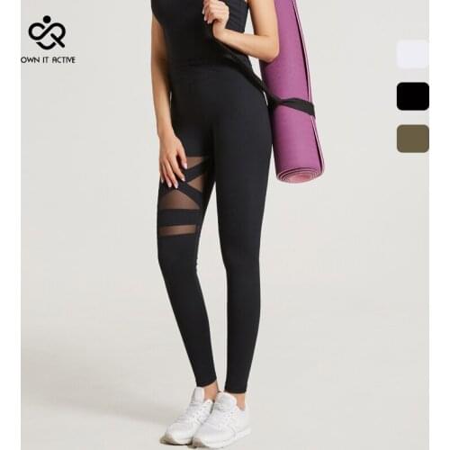 Women Mesh Stitching Yoga Pants Gym Leggings High Waist Legging Tummy Control Workout Running Activewear Hip Lifting Trainning