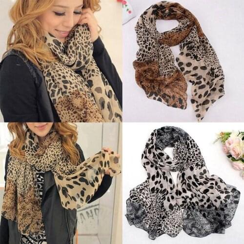 Korean Scarf Womens Chiffon Leopard Print Scarf Hair Muslim Party Neckerchief Band Scarf Gifts Women Multi-Purpose Tie P2V6