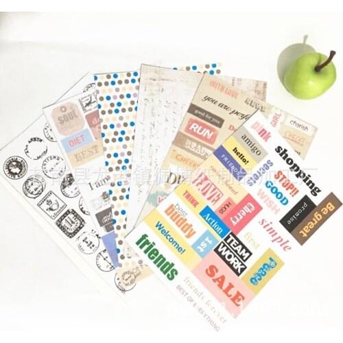 1pcs Creative Stationery Retro Postmark Letter Decorative Sticker MESSAGE 6 Sheets In