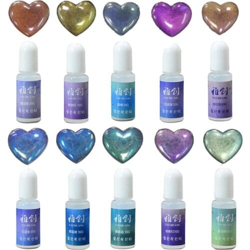 10 Colors Color Shift Pearl Pigment Aurora Chameleon-Resin Pigment Kit Colors Change Resin Colorant Dye Resin Art Crafts X4YA