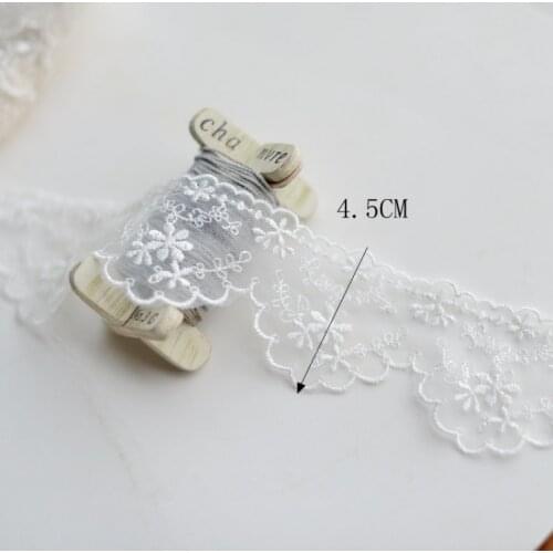 3 Meters/lot 4.5cm Width White 2021 Embroidered Lace Fabric DIY Clothes Fabric Accessories