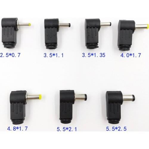 70PCS Wire bonding DC power Plug Male Connector 2.5*0.7/3.5*1.1*1.35/4.0*1.7/4.8*1.7/5.5*2.1/5.5*2.5 Right Angle L TYPE Jack