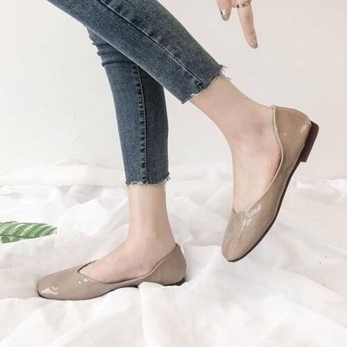 New Square head Casual Flat Shoes Basic ballet Shoes Pure color Ladies elegant Breathable Fashion Womens Flats Slip-On U19-94