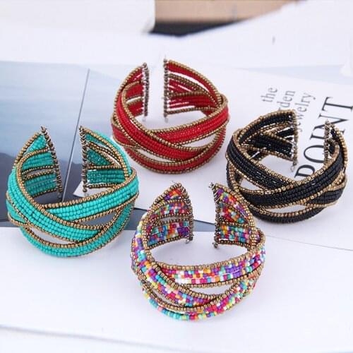 Boho Beaded Bracelets & Bangles For Women Accessories Retro Ethnic Colorful Handmade Weave Charms Bracelet Girl Pulseras Mujer