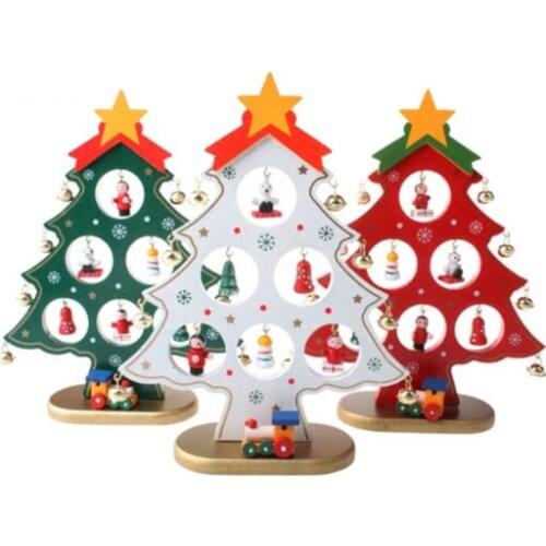 DIY Christmas Ornament Wooden Christmas Tree Christmas Hanging Ornament Gift for Children Home Xmas Table Decoration
