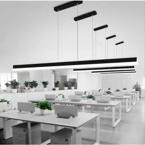 Long chandelier LED restaurant lamp modern minimalist creative personality studio minimalist rectangular office lighting led