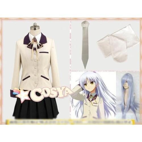 Hot Anime Angel Beats! Kanade Tachibana Cosplay Costume Yellow Uniform Free Shipping