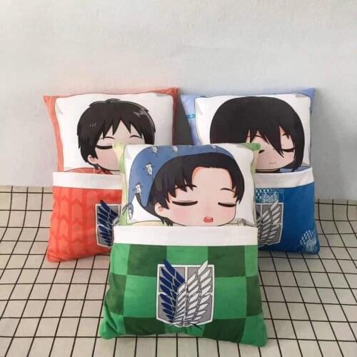Attack On Titan Anime Plush Toys Levi Ackerman Mikasa Eren Pillow Cartoon Stuffed Toys Festival Kids Gift