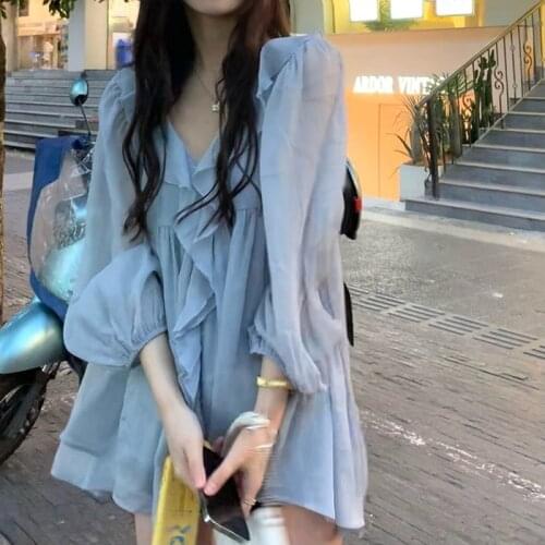 Korea Blouse Woman New Collection 2021 Autumn Casual Thin Loose Long Sleeve Chiffon Blouse Ladies Design Elegant Long Y2k Shirts