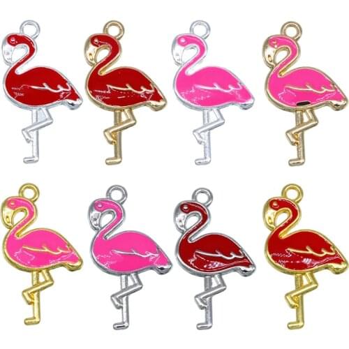 6pcs creative cartoon flamingo pendant necklace bracelet DIY accessories supply handmade jewelry wholesale