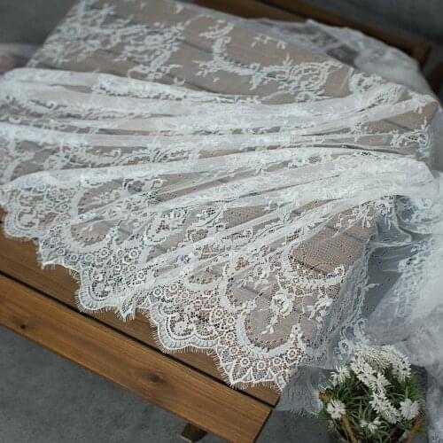 3Meter price High quality Soft white summer dress lace fabric French lace chantilly lace Height 150cm, length 300cm
