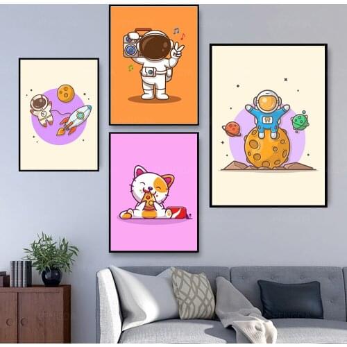 Modular Astronaut Cartoon Colorful Hd Prints Pictures Home Gift Decor Painting Canvas Poster Wall Art For Living Room Framework