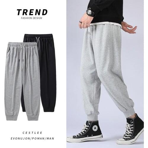 Mens Sports Trend Loose Casual Pants Grey Corset Pants Spring And Autumn Boys' Korean Fashion Versatile Student Pants