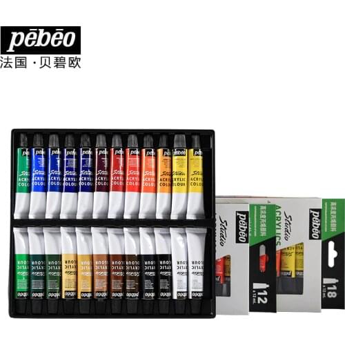 Pebeo 12/18/24 Color Professional Acrylic Paints 12ml Tubes Drawing Painting Hand-painted Wall Paint for Artist DIY Shoe Pigment
