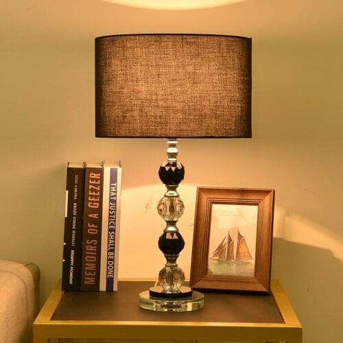 TUDA 2020 New Style Black Crystal Table Lamp For Bedroom Bedside Desk Lamp Black Lampshade Warm Light Indoor Lighting Home Decor