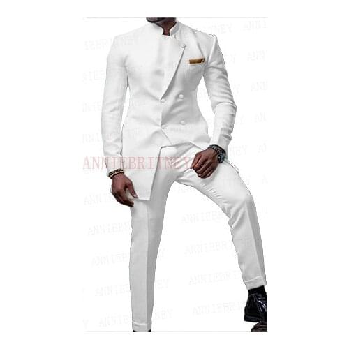 2021 New Designs Men Suit for Wedding Dinner Custom Best Man Groom White Marriage Clothes Slim fit Dress Blazer With Pants Set