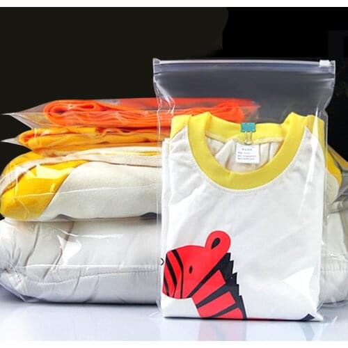 50Pcs/lot Reclosable Clear Plastic Underwear Storage Bag For Travel Clothes Package Transparent Zip Lock Poly Packaging Bag