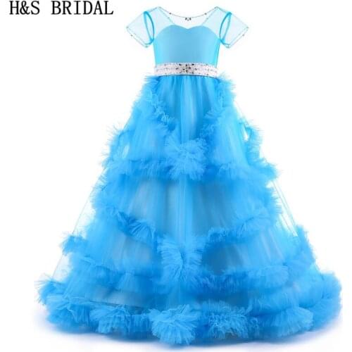 H&S BRIDAL flower girl dresses for weddings Blue communion dresses for girls evening party prom dresses 2019 flowergirl dress
