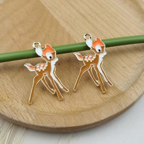 10PCS Zinc Alloy Sika Deer Enamel Charms Xmas Elk Bracelet Decor Pendants Charm For DIY Women Earrings Jewelry Making Accessory