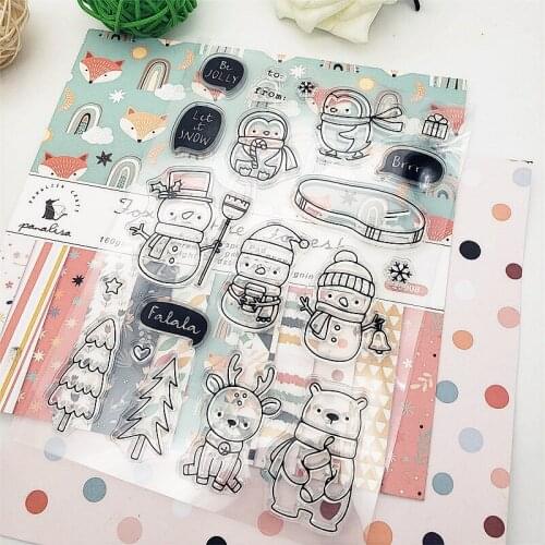 11X16CM Little Penguin Clear Stamps Transparent Seal Silicone Seal TPR Christmas Wedding Roller Stamps DIY Scrapbook Album Card
