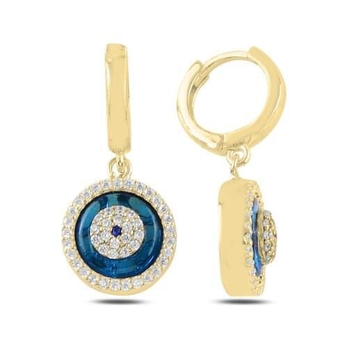 Silver 925 Sterling Eye Zircon Cubic Zirconia Sallatılı Hagi Earrings