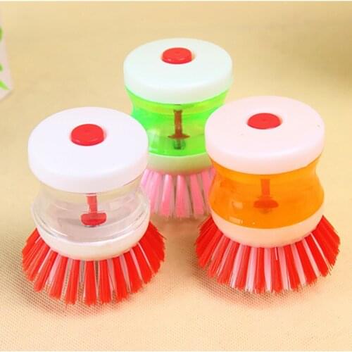 Hydraulic Pressure Washing Brush Liquid Soap Dispenser Kitchen Washing Tool Pot Dish Plastic Brush Utensils Pot Cleaner