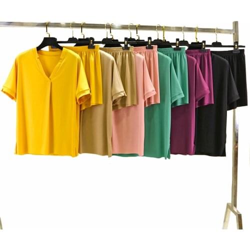 Fashion New V-neck Short-sleeved Shorts Home Comfort Leisure Suit