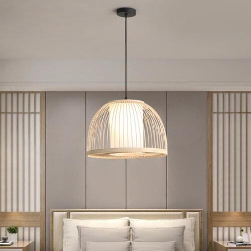 Bamboo Pendant Light Modern Chinese Style E27 Hanglamp for Bedroom Living Room Dining Room Loft Decor LED Pendant Lights Fixture