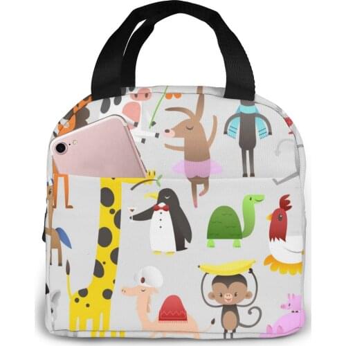 Lunch Bag Funny Cartoon Animals Thermal Insulated Lunch Box Tote Cooler Bag Bento Pouch Lunch Container Food Storage Bag