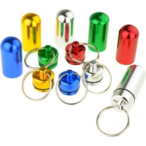 Mini Waterproof Pill Box Metal Alloy Pills Organizer Case Bottle Medicine Container Portable Travel Keychain Medicine Drug Box