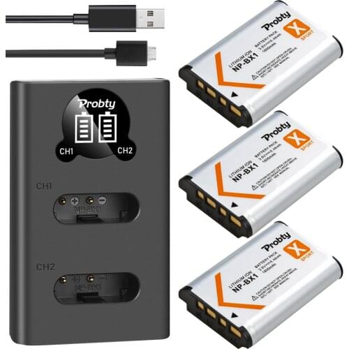 High quality 1800mAh NP-BX1 NP BX1 battery + LCD USB charger for Sony DSC RX1 RX100 M3 M2 RX1R WX300 HX300 HX400 HX50 HX60