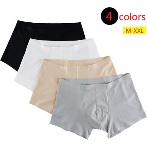 High-end Noble Flocking Solid Mens Trunk Underwear Super Soft Low-Rise Seamless Invisible Short Boxer Male underpants 4 Colors
