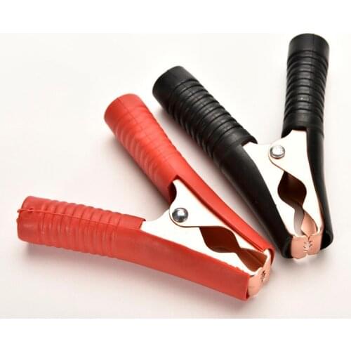 Insulated Alligator Clamp 100A Red + Black 90mm 2Pcs Crocodile Car Caravan Van Battery Test Lead Clips